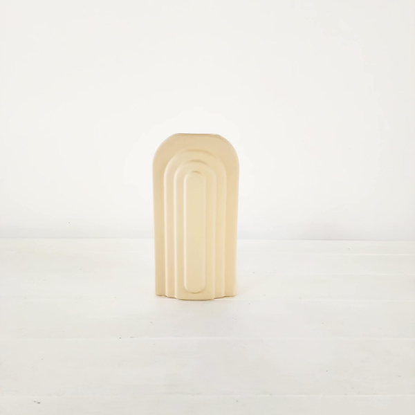 Arched Ceramic Vase - Biscuit -  Front View